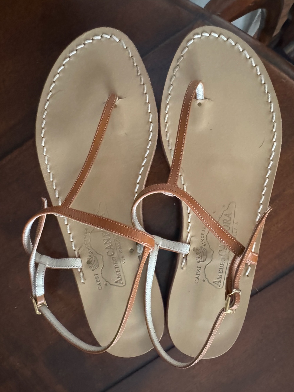 Leather T-Strap Sandals